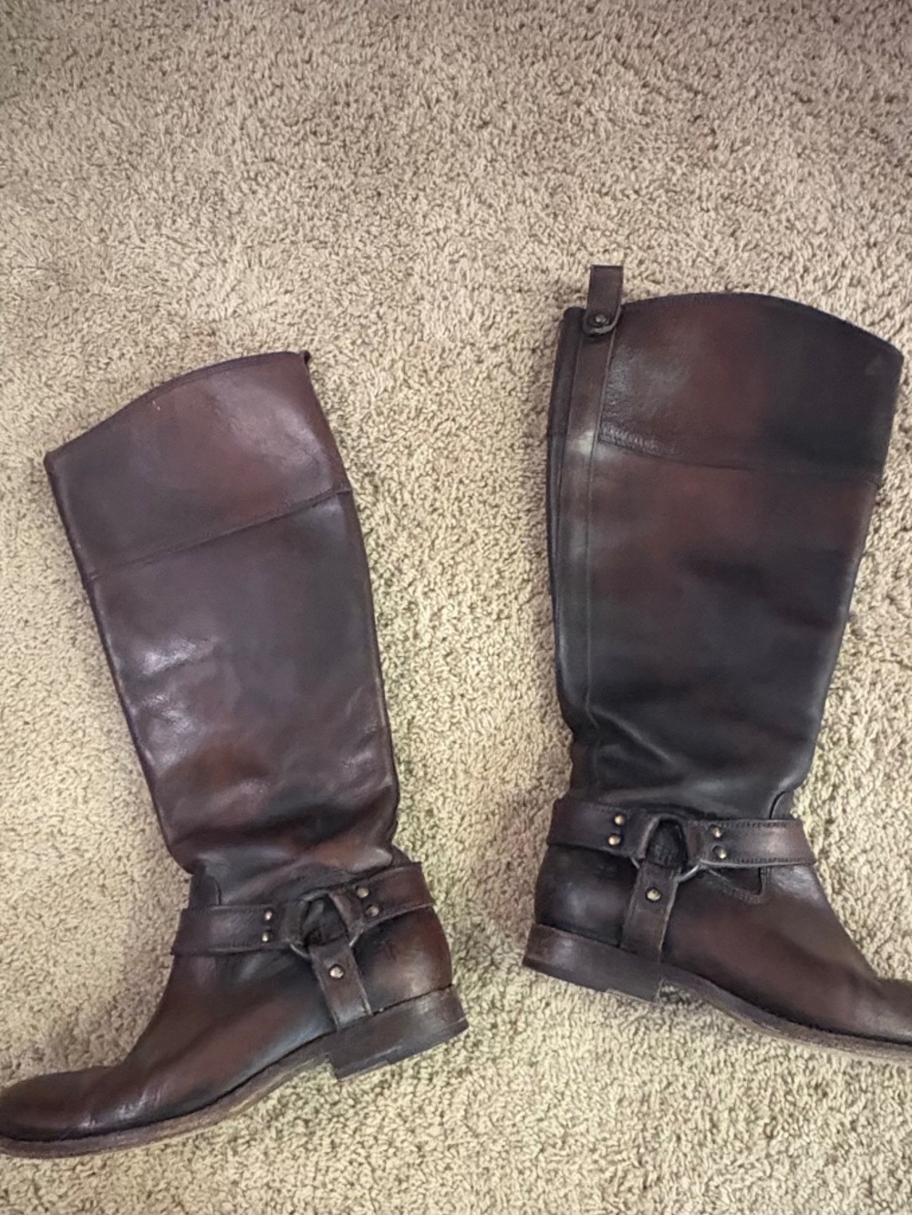 Frye Brown Leather Tall Harness Riding Boots Size 7B Vintage